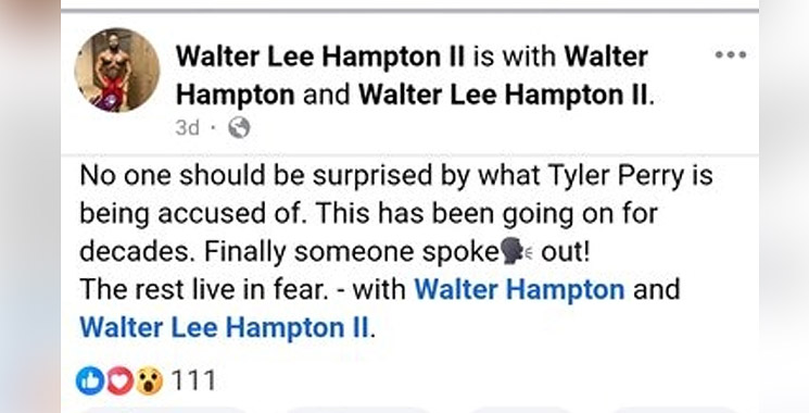 Photo of a Facebook post by Walter Lee Hampton